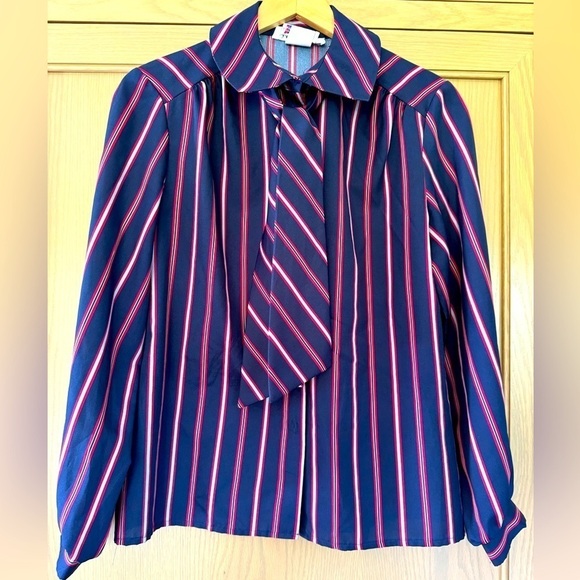Vintage Lady Arrow Retro Tie Front Blouse / Made USA / vintage size 12 - Picture 1 of 10